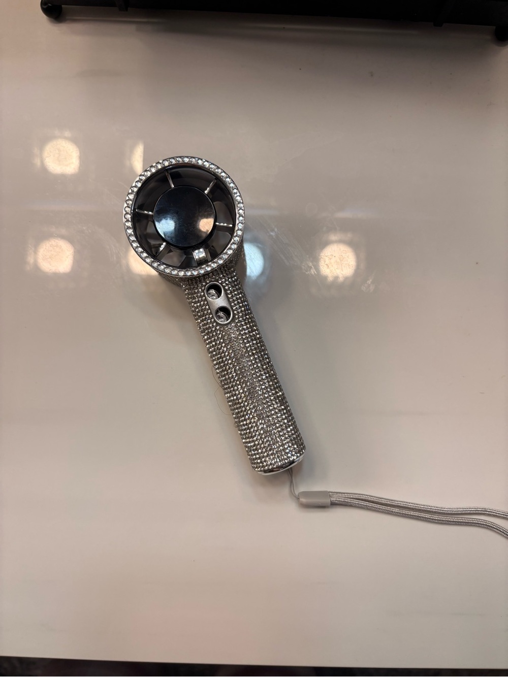 Customized Silver Rhinestone Handheld Fan